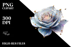 Red Rose with Golden Insertions PNG Product Image 2