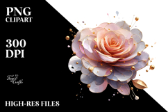 Red Rose with Golden Insertions PNG Product Image 2