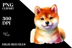 Watercolor Cute Vibrant Shiba Inu | Clipart Product Image 3