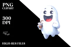 Funny Very Simple Ghost Digital Painting PNG Product Image 2