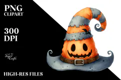 Funny Watercolor Halloween Hat PNG Product Image 2