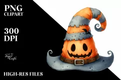 Funny Watercolor Halloween Hat PNG Product Image 1