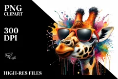 Vibrant Giraffe with Paint-like Colors | Clipart Product Image 1
