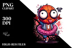 Watercolor Spider Boy with Tutu, PNG Product Image 2