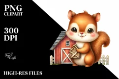 Whimsical Squirrel Baby Barn | Clipart Product Image 1