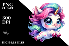 Colorful Cute Unicorn Jumping PNG Product Image 2
