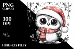 Cute Baby Owl with Santa Hat PNG Product Image 2