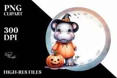 Cute Baby Hippo Standing on Moon, Transparent PNG Product Image 3