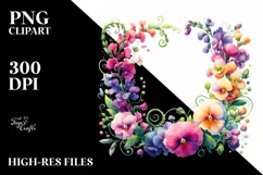 Vibrant Colorful Frame Text Sweet Pea | Clipart Product Image 1