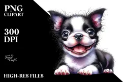 Happy Boston Terrier Baby PNG Product Image 2