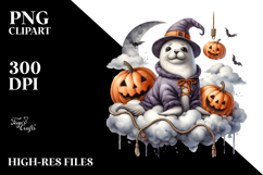 Halloween Seal Sitting on Cloud PNG Product Image 2