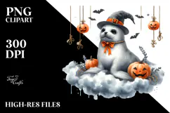 Halloween Seal Sitting on Cloud PNG Product Image 2