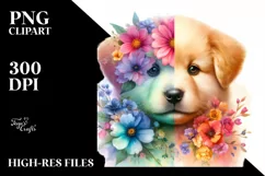 Vibrant Puppy with Flower Details | Clipart Product Image 3