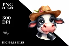 Cow Thoughtful Highland Cow Hat | Clipart Product Image 1