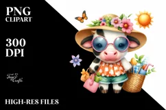 Cute Baby Cow Watercolor Sticker Product Image 1