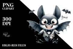 Funny Simple Bat Washed Watercolor PNG Product Image 2