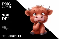 highland cow portrait, Transparent PNG Product Image 1