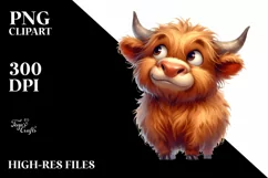 highland cow portrait, Transparent PNG Product Image 1