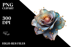 Red Rose with Golden Insertions PNG Product Image 2