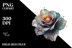 Red Rose with Golden Insertions PNG Product Image 2
