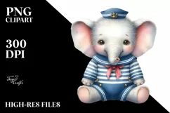 Baby Elephant Sailor Suit | Sublimation | Clipart Product Image 1