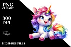 Funny Baby Unicorn Playing, Transparent PNG Product Image 2