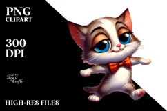 Exaggerated Cartoon Kitten PNG Product Image 2