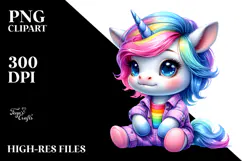 Vibrant Baby Unicorn Drawing PNG Product Image 2