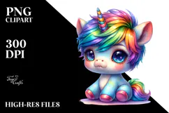 Cute Unicorn with Cool Haircut PNG Product Image 2