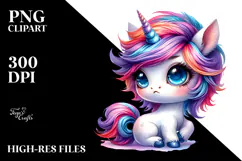 Vibrant Baby Unicorn Drawing PNG Product Image 2