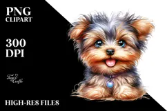 Happy Yorkipoo Watercolor PNG Product Image 2
