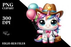 Smiling Baby Unicorn with Lab Coat PNG Product Image 2