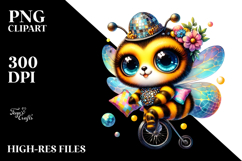 Crazy Baby Bee on Unicycle PNG Product Image 2