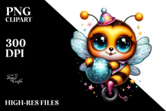 Crazy Baby Bee on Unicycle PNG Product Image 2