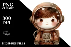 Whimsical Astronaut Girl Clipart PNG Product Image 1