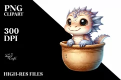Cute Baby Dragon in Recipient PNG Product Image 1