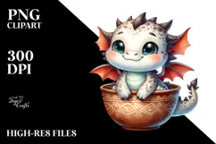 Watercolor Baby Dragon Smiling in Recipient | Clipart Product Image 2