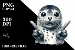 Funny Seal Smiling Victory Sign | Clipart Product Image 3