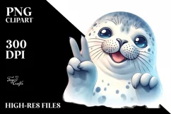 Funny Seal Smiling Victory Sign | Clipart Product Image 3