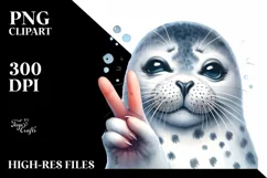 Funny Seal Smiling Victory Sign | Clipart Product Image 3