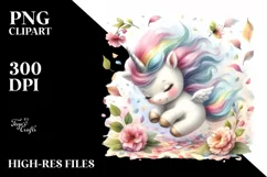Cute Baby Unicorn Tumbling Wind Spring | Clipart Product Image 1