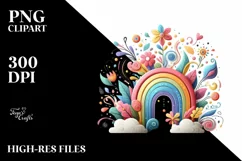 Colorful Whimsical Rainbow Watercolor | Clipart Product Image 3