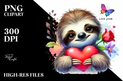 Baby Sloth with Heart PNG Product Image 2