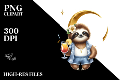 Beach Sloth with Cocktail PNG Product Image 2
