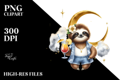 Cute Sloth in Hipster Style PNG Product Image 2