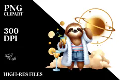 Cute Sloth with Hipster Style PNG Product Image 2