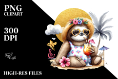 Cute Sloth with Hipster Style PNG Product Image 2