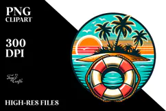 Retro Tropical Island Beachbuoy, 20 oz Tumbler Product Image 2