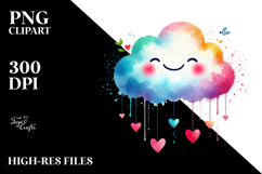 Smiling Cloud with Hanging Hearts PNG Product Image 2