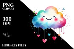 Colorful Washed Cloud with Hearts, PNG Product Image 2